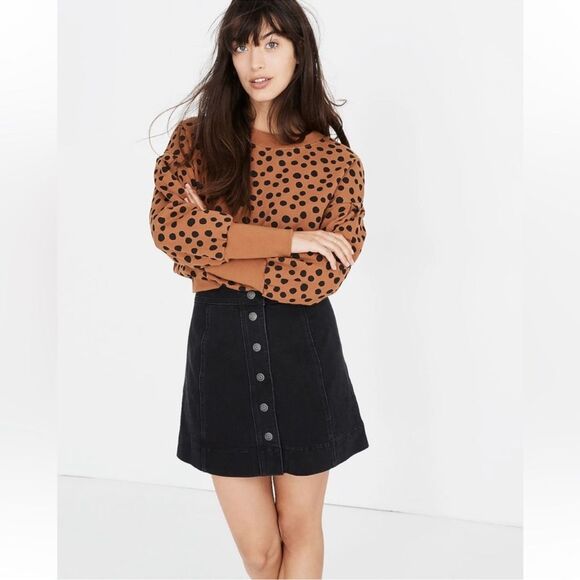 Madewell Metropolis Snap Jean Button Up Mini Skirt in Rawley Black - Picture 3 of 5